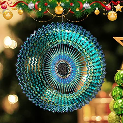 FONMY Wind Spinner Mandala Starry Sky 12 inch 3D Stainless Steel Laser Cut Metal Art Geometric Pattern - Hanging Wind Spinner, Kinetic Yard Art Decorations - Indoor/Outdoor Décor - Image 2