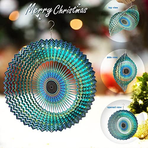 FONMY Wind Spinner Mandala Starry Sky 12 inch 3D Stainless Steel Laser Cut Metal Art Geometric Pattern - Hanging Wind Spinner, Kinetic Yard Art Decorations - Indoor/Outdoor Décor - Image 5