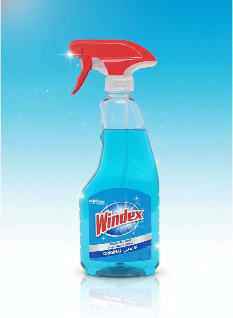 Windex Original Blue Glass Cleaner & Polish Spray 500ml – Streak-Free Shine