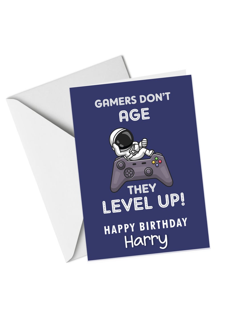 Share the Love A4 Happy Birthday Personalised Greeting Card - Gamers Don't Age - Image 3