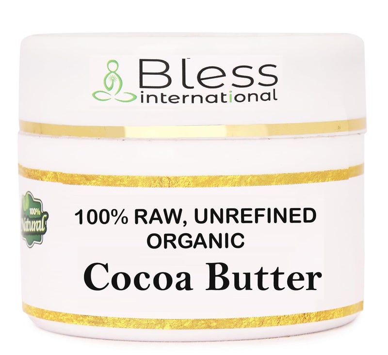 Bless International Organic Raw Cocoa Butter 100% Pure,Natural & Unrefined| Skin Moisturizer For Face, Body & Hair| 8 OZ/230 GM Ivory / White Grade A | DIY Creams, Balms, Lotions, Soaps| Softens Dry & Tough Skin - Image 1