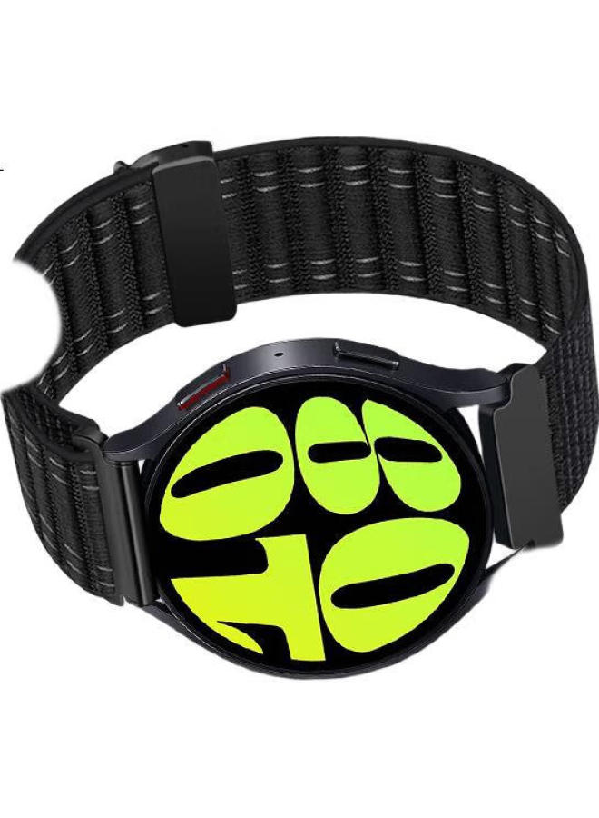 Freeson Nylon Parachute Buckle Loop Breathable Business Replacement Wristband For Samsung Watch 7/5 Pro/6/Classic Smartwatch [Black] 20Mm - Image 1