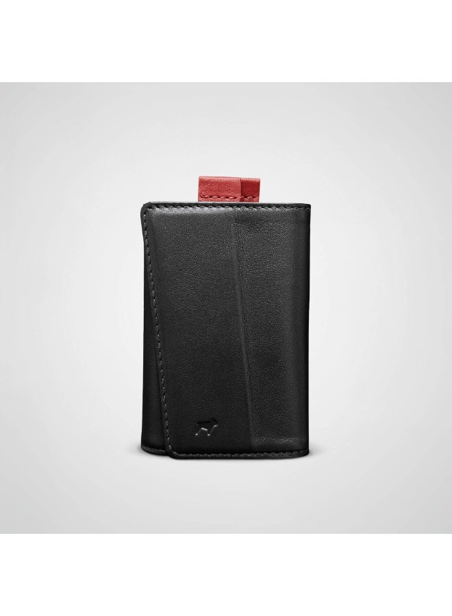 The Frenchie Co. Speed Wallet | Ultra Slim Front Pocket Wallet for Men & Women | RFID Blocking Quick-Access Card Holder with Pull Tab | Full-Grain Italian Leather Minimalist Design | Holds up to 14 Cards & Cash (Rouge-Noir – Special Edition) - Image 2