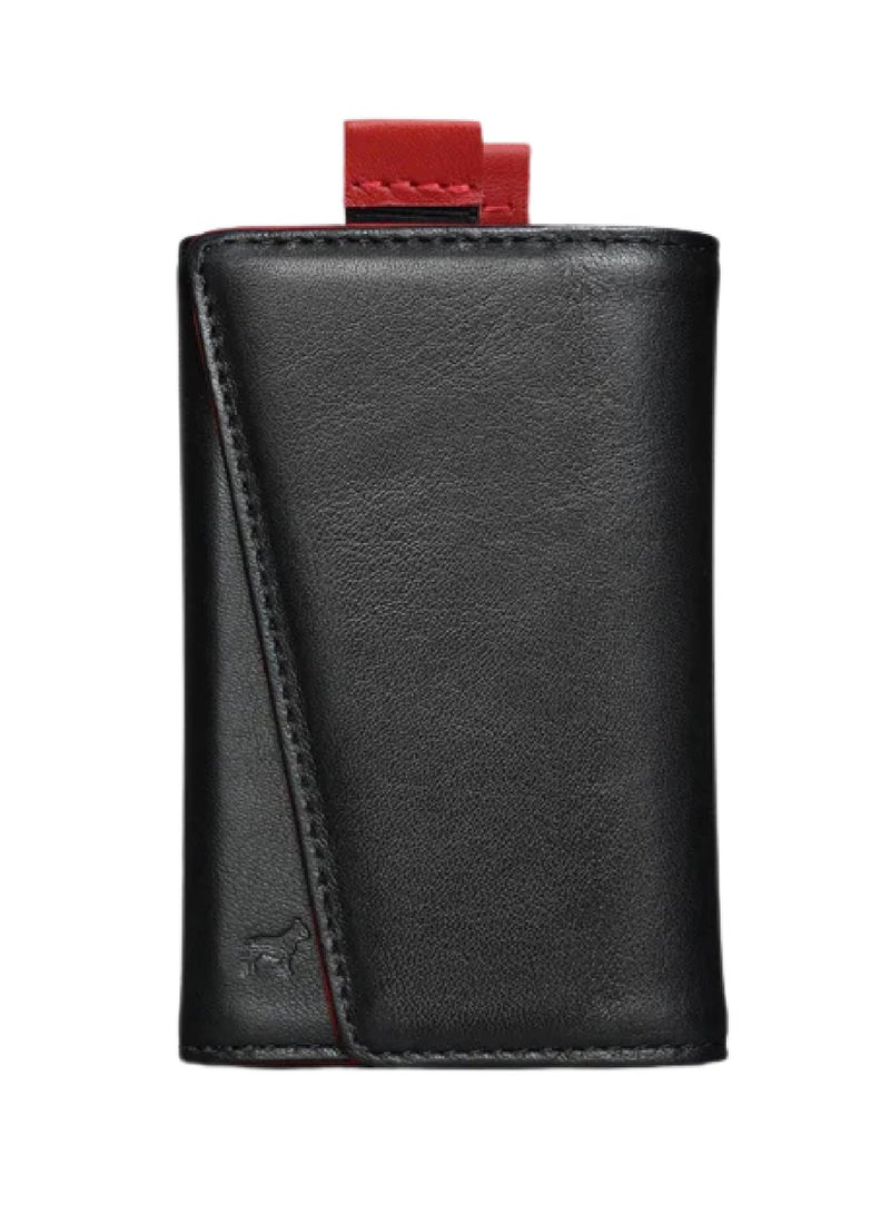 The Frenchie Co. Speed Wallet | Ultra Slim Front Pocket Wallet for Men & Women | RFID Blocking Quick-Access Card Holder with Pull Tab | Full-Grain Italian Leather Minimalist Design | Holds up to 14 Cards & Cash (Rouge-Noir – Special Edition) - Image 1