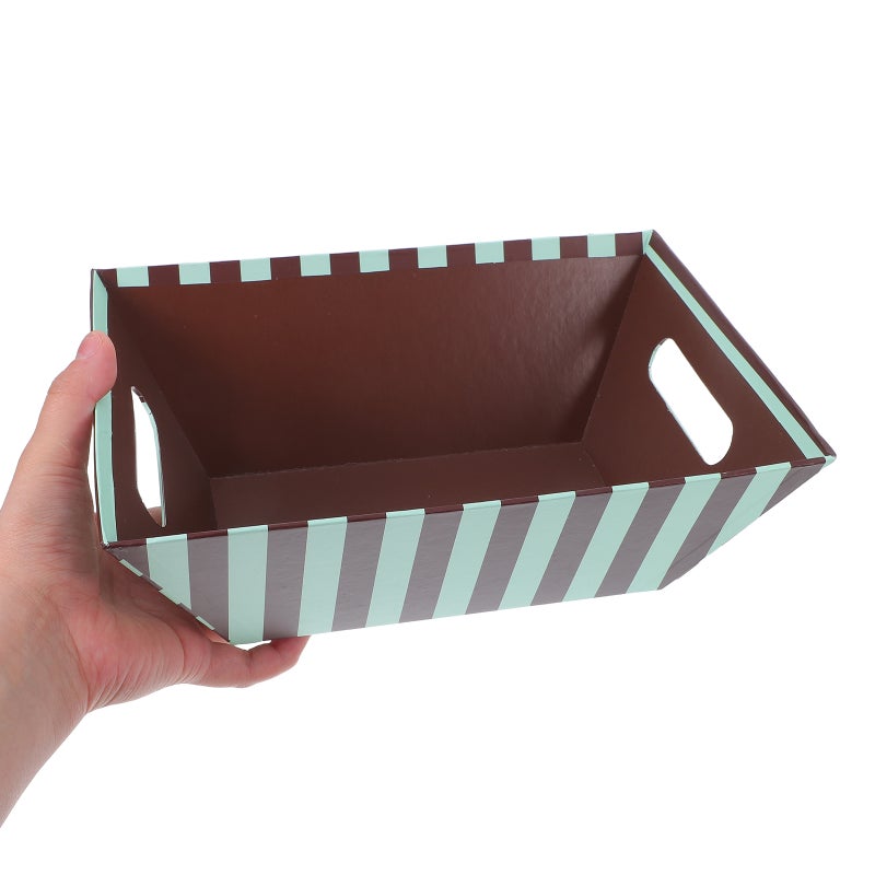 2pcs Paper Snack Trays: Heavy-Duty Striped Food Baskets With Handle Greaseproof Serving Boats - for Bread Candy Treats Snacks Appetizers Party Events Picnics - Image 2