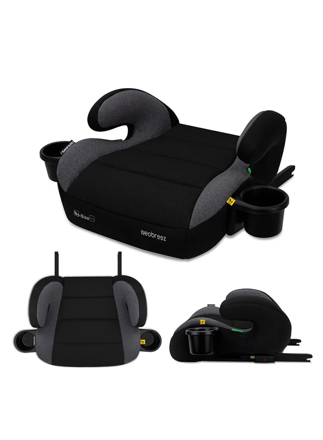 neobreez i-SANFARO ISOFIX Backless Booster Car Seat, Double Padded Foam, Compact, Lightweight&Portable Travel Kids Childrens Toddler Booster Seat, Arm Rest Seat, 2 Cup Holder, ECER129, 6-12Yrs, 22-36Kg