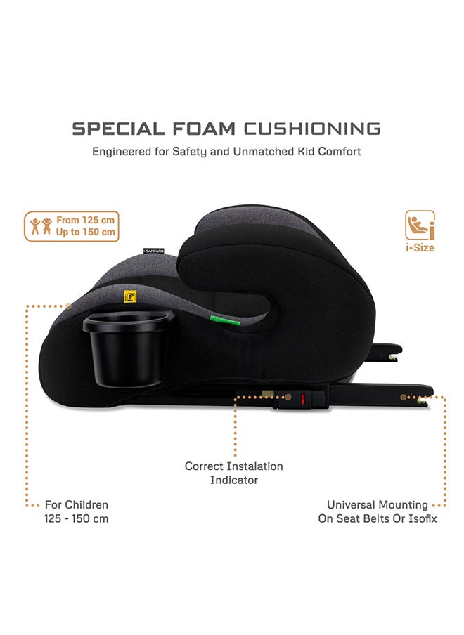 neobreez I-Sanfaro I-Size Isofix Backless Booster Car Seat, Double Padded Foam, Compact, Lightweight & Portable Kids Car Seat, Arm Rest Seat, 2 Cup Holder, Ecer129 (6-12Yrs, 125-150Cm, 22-36Kg, 2Yrs Warranty)  - Image 2