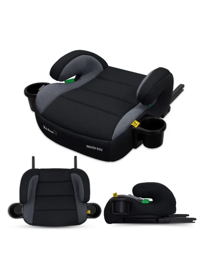 neobreez i-SANFARO ISOFIX Backless Booster Car Seat, Double Padded Foam, Compact, Lightweight&Portable Travel Kids Childrens Toddler Booster Seat, Arm Rest Seat, 2 Cup Holder, ECER129, 6-12Yrs, 22-36Kg