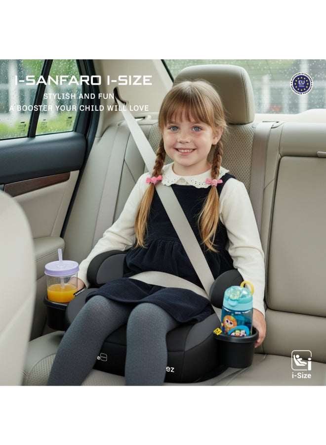 نيوبريز مقعد معزز آي-سانفارو آيزوفيكس بدون ظهر، إسفنج مبطن مزدوج، مدمج، خفيف الوزن وقابل للحمل للسفر للأطفال الصغار، مسند ذراع، حامل أكواب مزدوج،  ، - سنة، - كجم - Image 4
