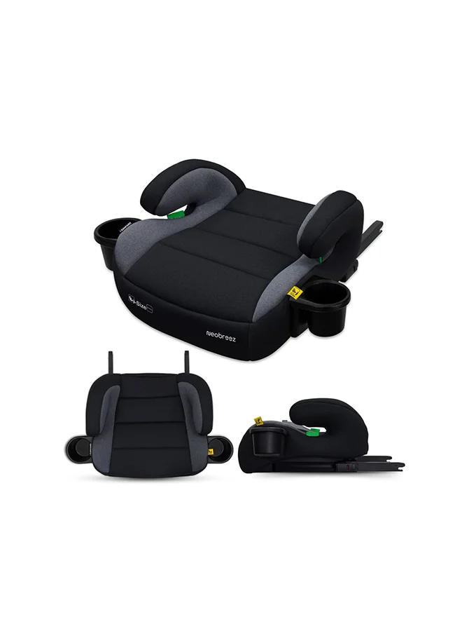 neobreez i-SANFARO ISOFIX Backless Booster Car Seat, Double Padded Foam, Compact, Lightweight&Portable Travel Kids Childrens Toddler Booster Seat, Arm Rest Seat, 2 Cup Holder, ECER129, 6-12Yrs, 22-36Kg