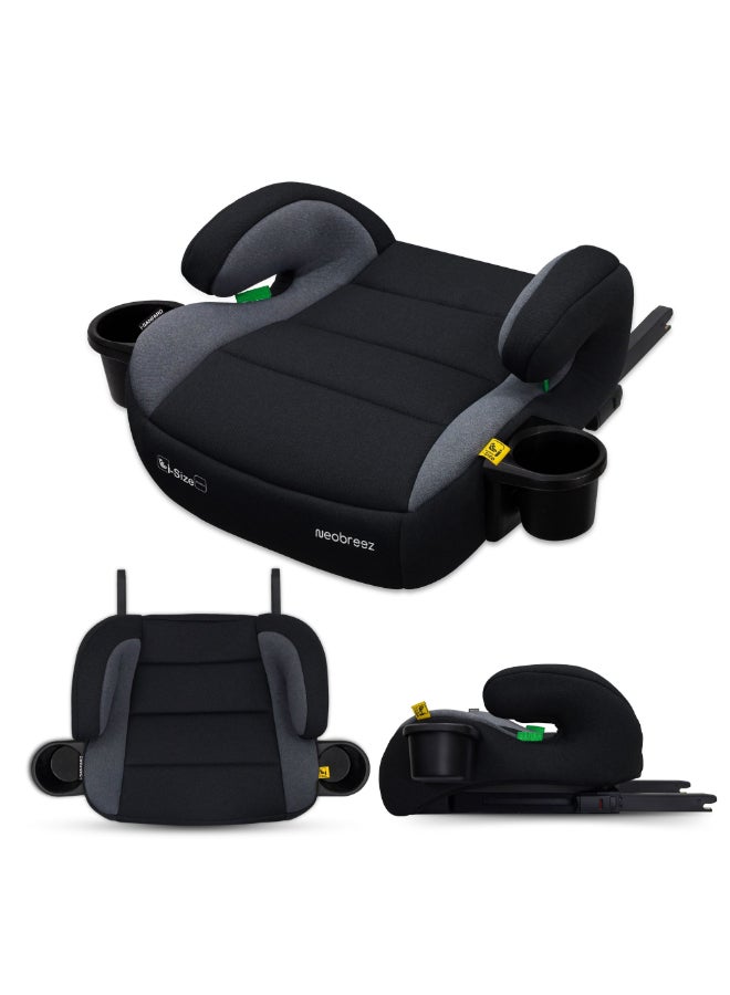 neobreez i-SANFARO ISOFIX Backless Booster Car Seat, Double Padded Foam, Compact, Lightweight&Portable Travel Kids Childrens Toddler Booster Seat, Arm Rest Seat, 2 Cup Holder, ECER129, 6-12Yrs, 22-36Kg - Image 1