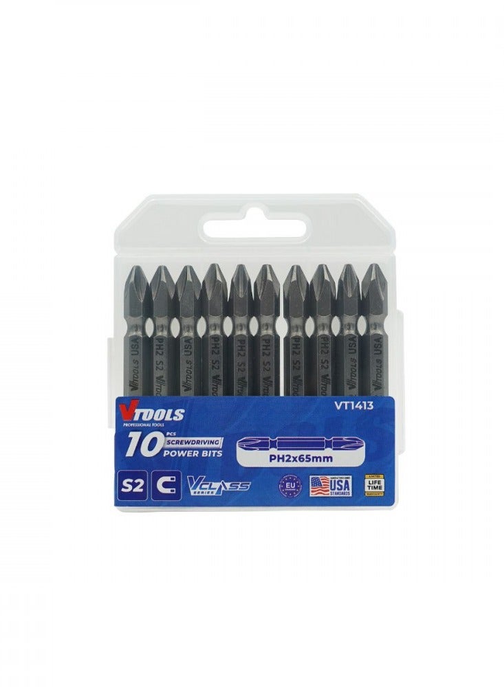VTOOLS 10 Pieces PH2 Magnetic Screwdriver Bits Set 2/5 Inch, S2 Steel Precision Bits with Case, Ideal Tool for Repairing Car, Bicycle, Furniture