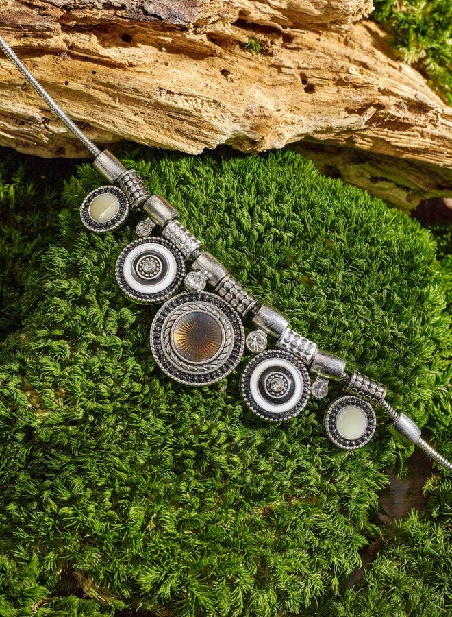 MINACHI Vintage Bohemia Ethnic Monochrome Silver-Toned Charm Pendant Choker Necklace, Silver-Toned Chain Necklace for Women - Image 5