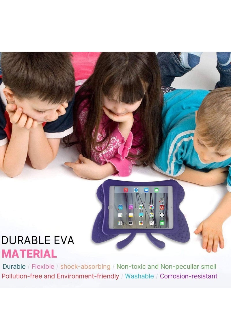 iPad 10.2 Case for Kids, iPad 8th 2020 Case, 3D Cute Cartoon Butterfly Cover Non-Toxic EVA Foam Wings Kickstand Kid-Proof Shockproof Bumper Girl Boy Gift for Apple iPad 7 8 Gen 10.2'' - Purple - Image 2