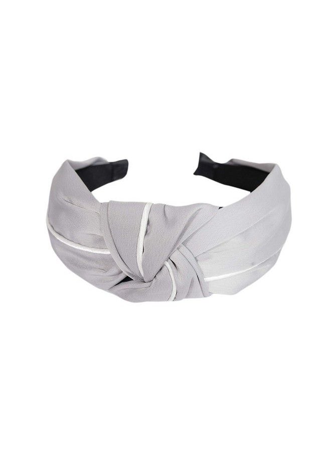 Vogue Hair Accessories - Solid Fabric Knot With Piping Plastic Hairband Headband For Girls And Women (Grey) - Image 1
