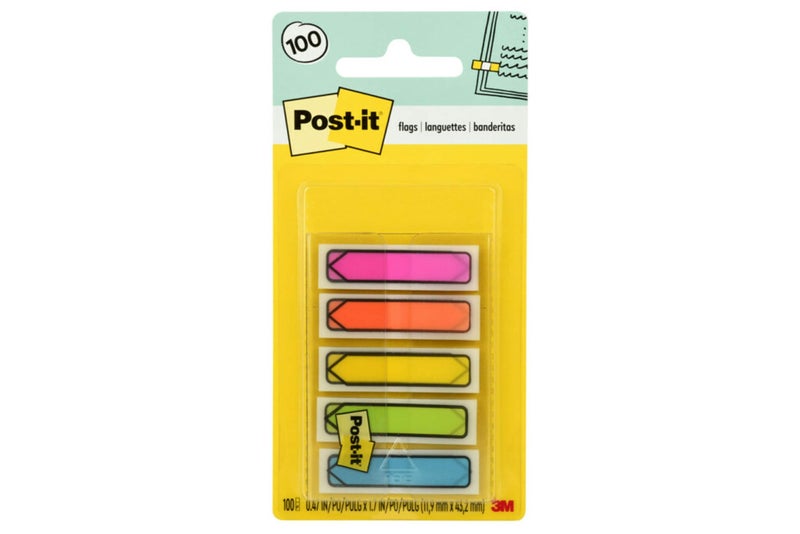 Post It Post-it Arrow Flags, Assorted Bright Colors, .47 in Wide, 100/On-the-Go Dispenser, 1 Dispenser/Pack (684-ARR2) - Image 1