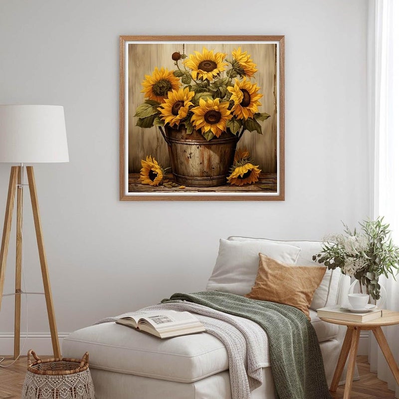 MOMDEDP Sunflowers Diamond Painting Kits for Adults,5D Sunflower Flowers Diamond Art Kits for Beginners,DIY Full Drill Diamond Gem Art with Painting Kits for Home Wall Decor 12 x 12 Inch - Image 3