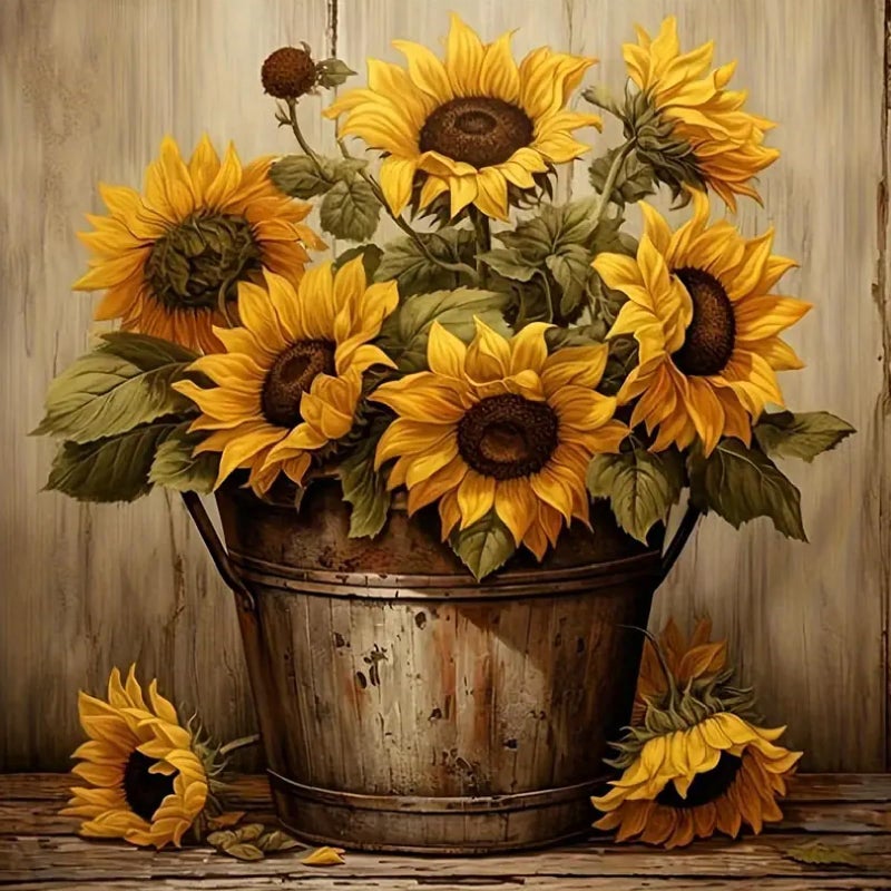MOMDEDP Sunflowers Diamond Painting Kits for Adults,5D Sunflower Flowers Diamond Art Kits for Beginners,DIY Full Drill Diamond Gem Art with Painting Kits for Home Wall Decor 12 x 12 Inch - Image 1