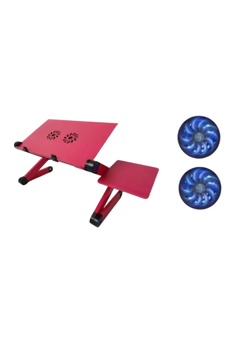 Huitich Aluminium Alloy Folding Portable Laptop Table Stand for Bed and Sofa, Pink - Image 1