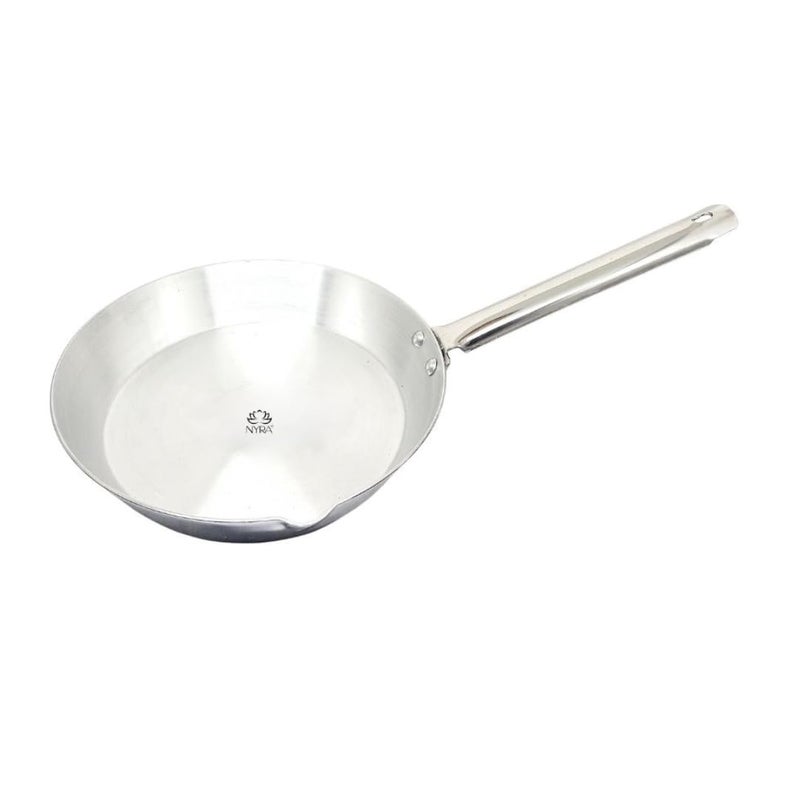 NYRA Aluminium Frying Pan with Stainless Steel Handle Tadka Pan for Cooking and Frying Lightweight and Durable Available in Three Sizes Large - Image 1