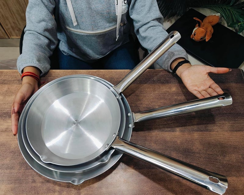 NYRA Aluminium Frying Pan with Stainless Steel Handle Tadka Pan for Cooking and Frying Lightweight and Durable Available in Three Sizes Large - Image 2