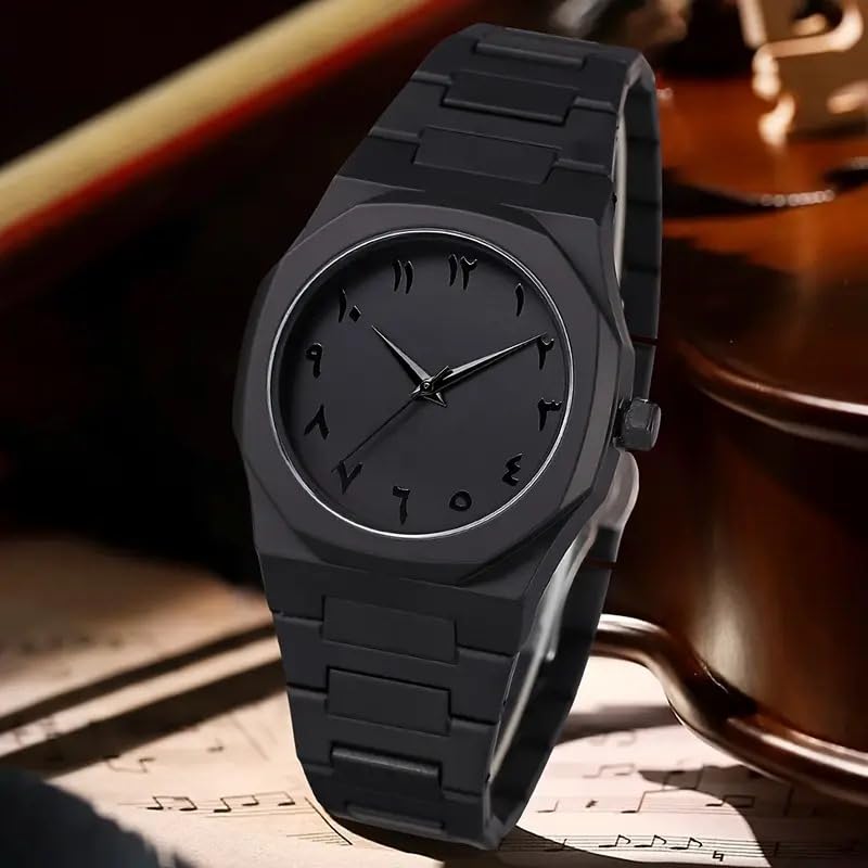 CERO Men’s Black and White Analog Watch | Lightweight Plastic Strap | Arabic Numerals & Minimalist Dial | Casual & Stylish Wrist Watch (Black-White) - Image 4