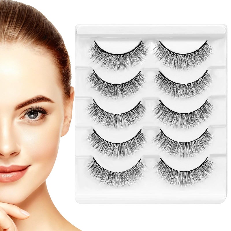 5 Pairs 3D Short Natural Fiber False Eyelashes Lightweight For Women Daily Wear - Image 2