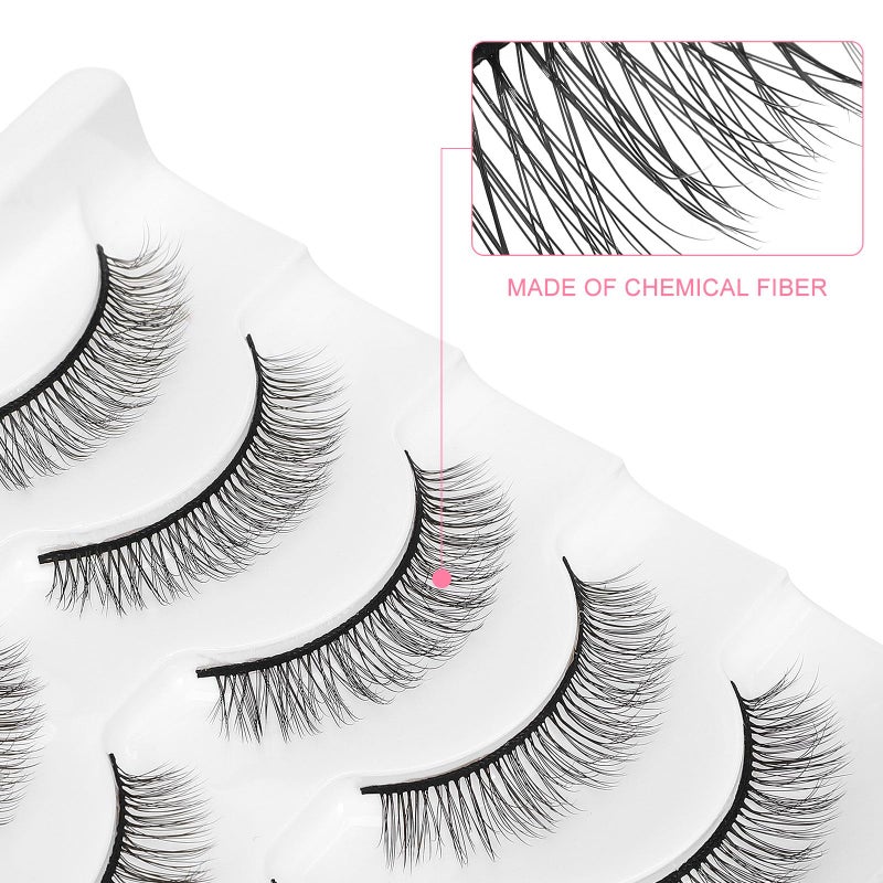 5 Pairs 3D Short Natural Fiber False Eyelashes Lightweight For Women Daily Wear - Image 4