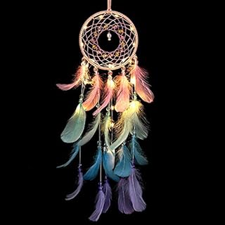 CrossZen LED Dream Catcher Wall Decor, Handmade Colorful Feather Dream Catchers with Light, Dreamcathers Gift for - Image 1