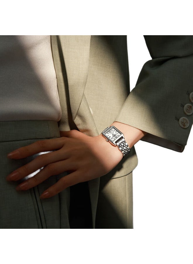 Lee Women'S Simple Belt Square Watch Fashion Multi-Function Quartz Waterproof Luminous Watch M485 Steel Strap - Image 3