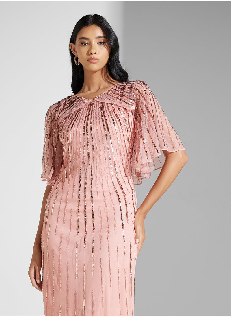 Amelia Rose Embellished Mesh Detailed Dress  - Image 3