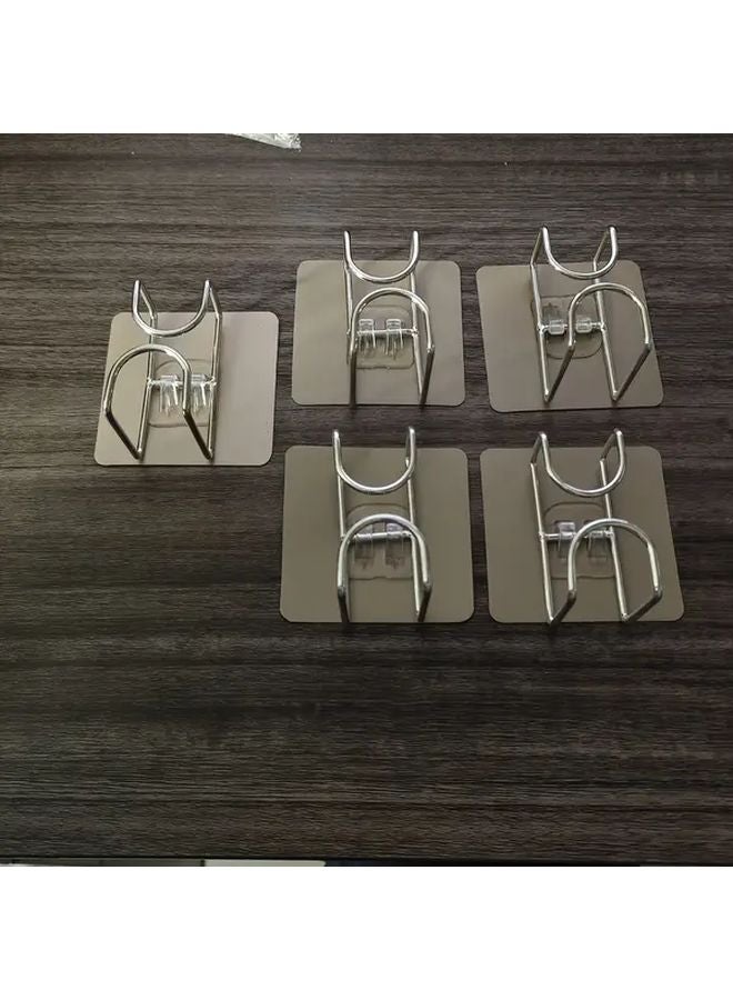 5pcs Collapsible Wall Mounted Wash Basin Hook Rust Resistant Metal Storage Rack - Image 1