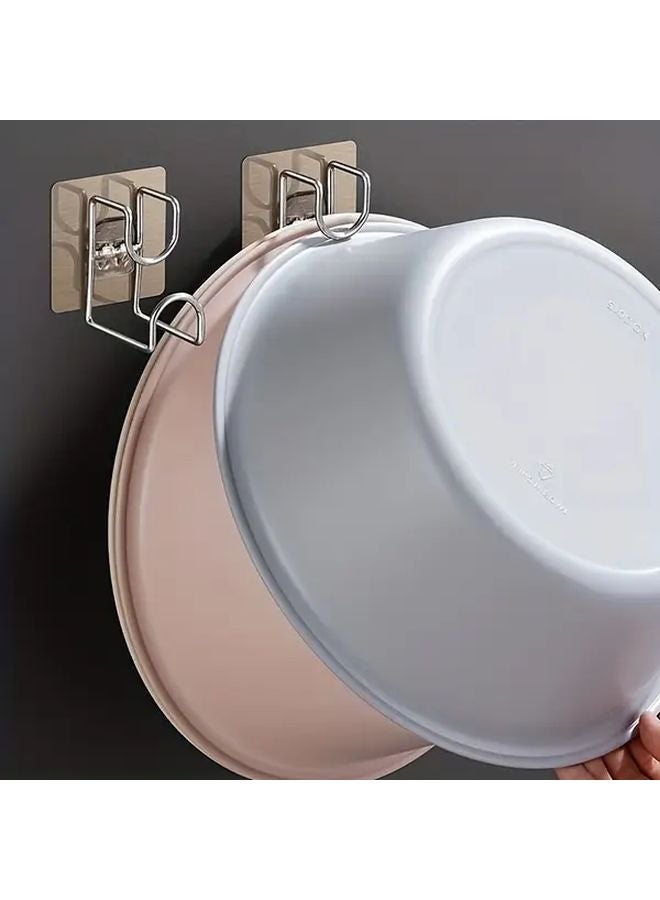 5pcs Collapsible Wall Mounted Wash Basin Hook Rust Resistant Metal Storage Rack - Image 2