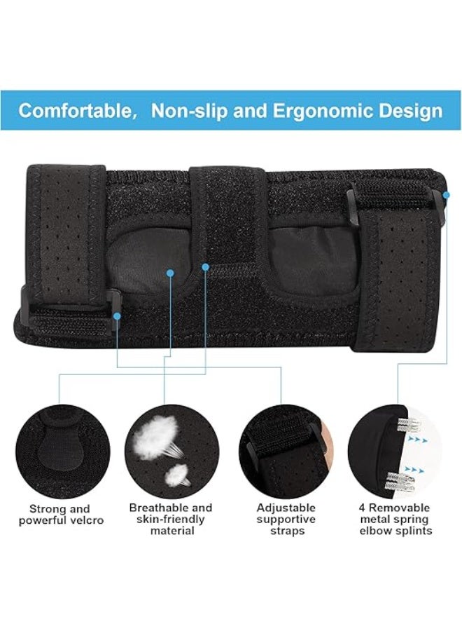 Elbow Brace for Tendonitis – Adjustable Elbow Immobilizer with Removable Metal Splints – Comfortable Support for Sleeping & Daily Use (L/XL) - Image 4