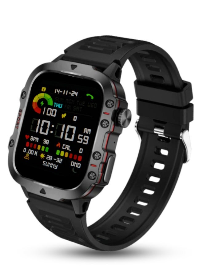 يزلر ساعة ذكية إصدار رياضي - شاشة لمس عالية الدقة 1.96 بوصة، بطارية تدوم 10 أيام، مقاومة للماء حتى 3ATM، بتقنية Bluetooth 5.2، متوافقة مع أجهزة Android و iOS - Image 1