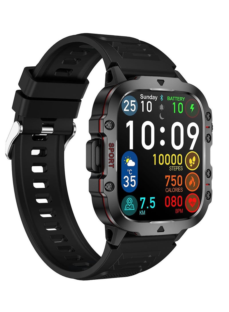 يزلر ساعة ذكية إصدار رياضي - شاشة لمس عالية الدقة 1.96 بوصة، بطارية تدوم 10 أيام، مقاومة للماء حتى 3ATM، بتقنية Bluetooth 5.2، متوافقة مع أجهزة Android و iOS - Image 2