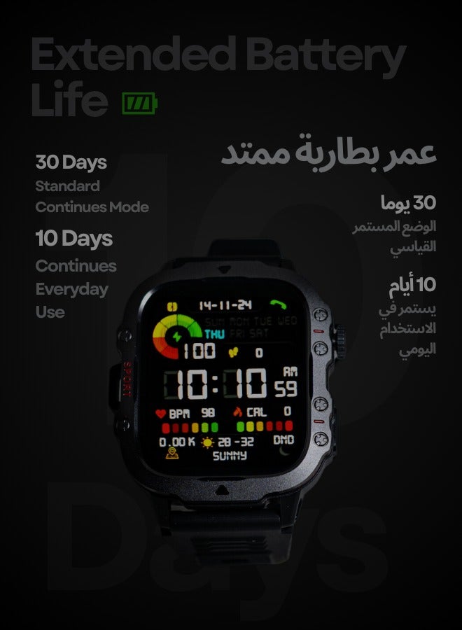 يزلر ساعة ذكية إصدار رياضي - شاشة لمس عالية الدقة 1.96 بوصة، بطارية تدوم 10 أيام، مقاومة للماء حتى 3ATM، بتقنية Bluetooth 5.2، متوافقة مع أجهزة Android و iOS - Image 5