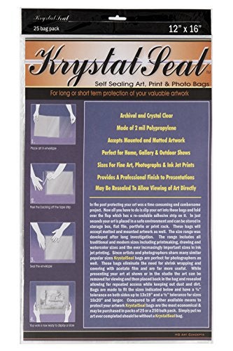 Creative Mark Krystal Seal ATC Art and Photo Bags Archival Polyethylene Sealing Bags for Paintings Artwork and Photo Storage 12 x 16 Pack of 25