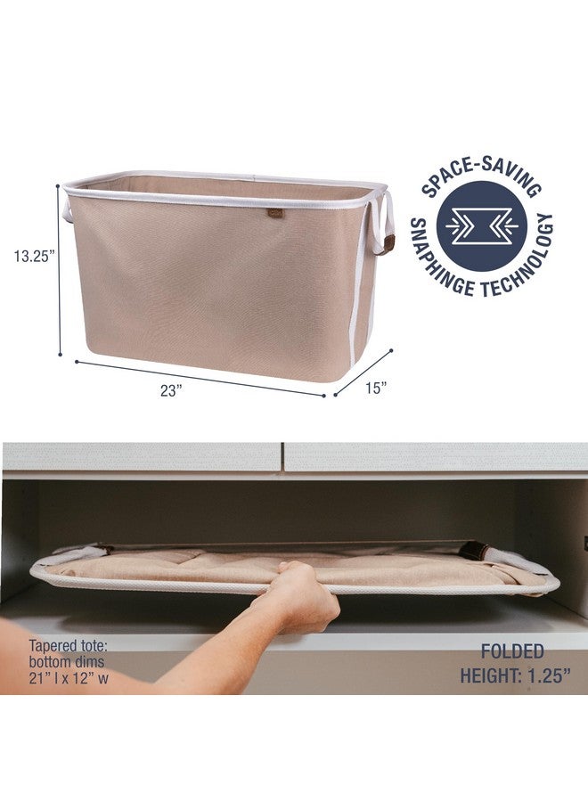 CleverMade Collapsible Laundry Basket Hamper - LUXE Mocha 2-Pack 60L - Space Saving Storage Organizer with Handles Foldable Home Organization - Image 2