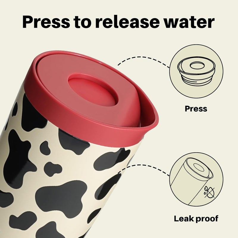BOTTLE BOTTLE 350 ml Thermal Mug - Leak-Proof Insulated Travel Mug (Cow Pattern) - Image 2