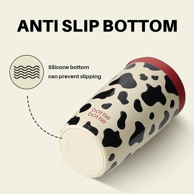 BOTTLE BOTTLE 350 ml Thermal Mug - Leak-Proof Insulated Travel Mug (Cow Pattern) - Image 5