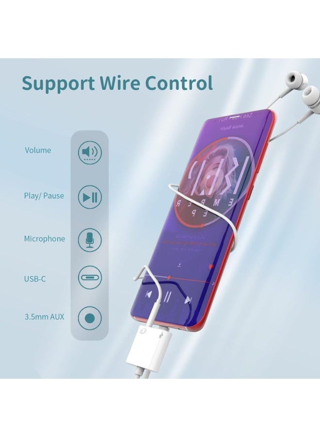محول USB من النوع C إلى سماعة 3.5 ملم وشحن سريع – مقبس صوت وشحن معًا بقدرة 60 وات – متوافق مع آيفون 15 برو ماكس وسامسونج S24/S23/S22 وآيباد برو - Image 2
