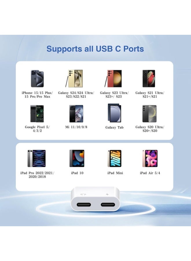 محول USB من النوع C إلى سماعة 3.5 ملم وشحن سريع – مقبس صوت وشحن معًا بقدرة 60 وات – متوافق مع آيفون 15 برو ماكس وسامسونج S24/S23/S22 وآيباد برو - Image 3
