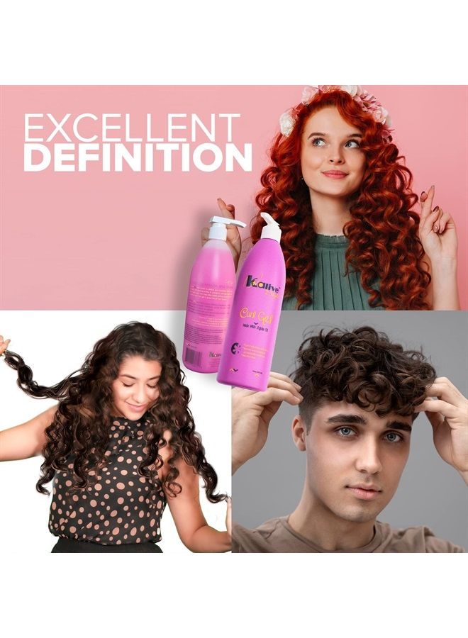 KALIVE 2 STYLE KALIVE Curl Gel 16 oz, for curly hair. This hair product for women, Defines all types of curls, waves, and hair textures, natural or permed.