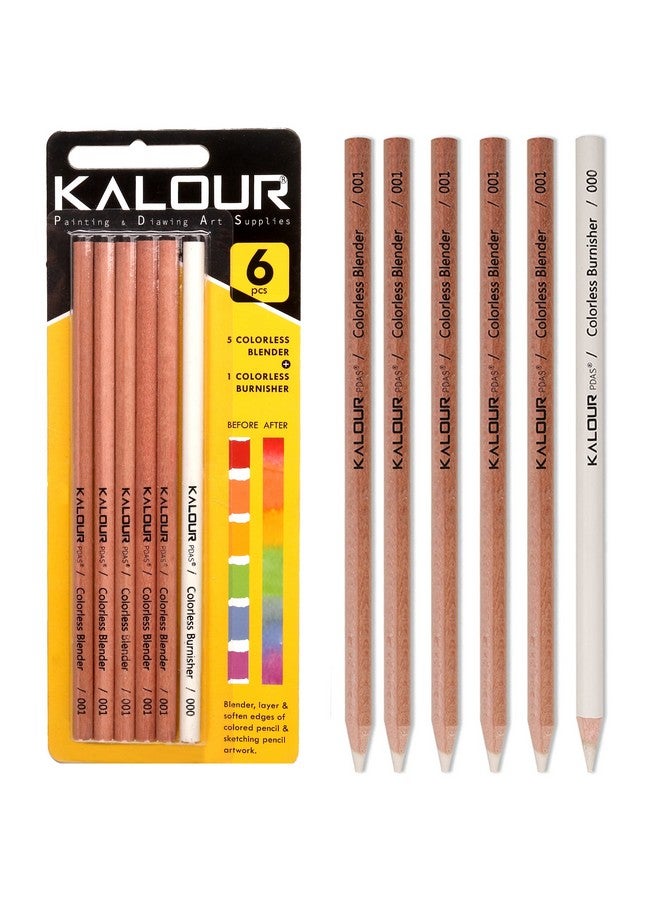 KALOUR Colorless Blender And Burnisher Pencils Setnonpigmented Wax Based Pencilperfect For Blending Softening Edgesideal For Colored Pencilsart Supplies For Artists Beginners(6 Pencils Total) - Image 1