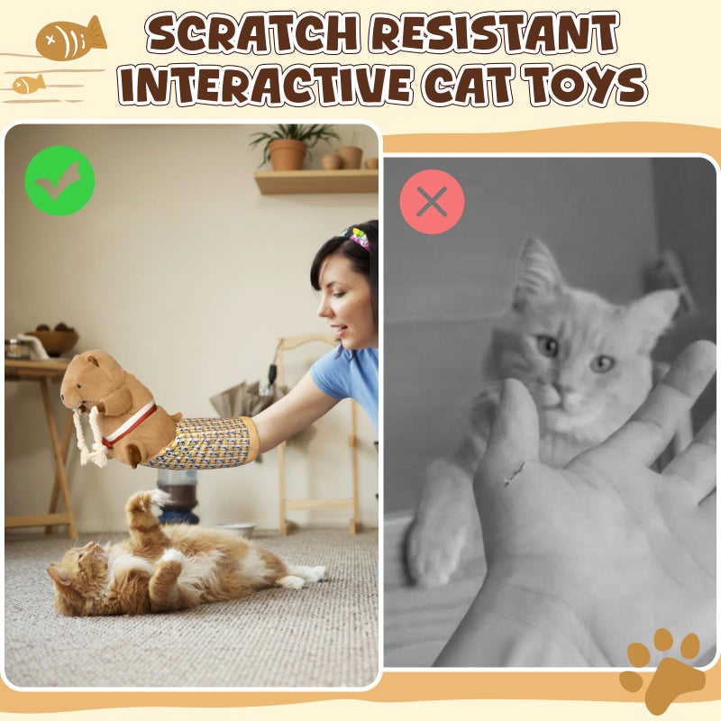 YoPoll Cat Wrestling Glove, Cats Puppet Wrestler with Tough Padding for Safe Interactive Play, Cat Wrestling Toy Puppet with Cats Teaser and Bell for Boredom Busting Training and Exercise - Image 5