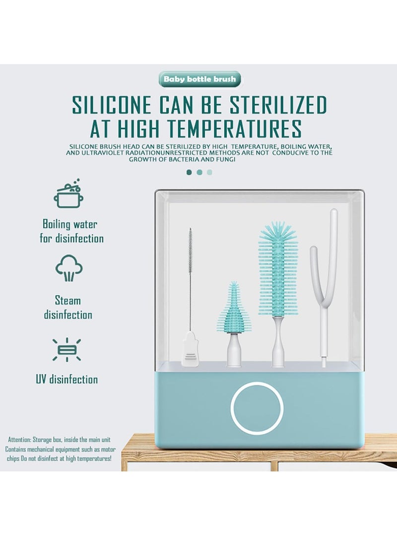 شو وو مجموعة فرشاة زجاجات الأطفال الكهربائية للسفر 5 في 1، منظف زجاجات قابل لإعادة الشحن، رف تجفيف زجاجات محمول، فرشاة حلمة، فرشاة قش، تخزين فرشاة مع تعقيم بالأشعة فوق البنفسجية - Image 3