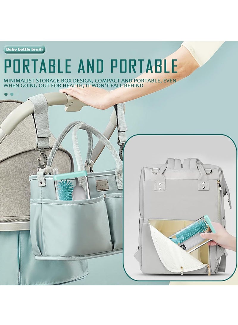 شو وو مجموعة فرشاة زجاجات الأطفال الكهربائية للسفر 5 في 1، منظف زجاجات قابل لإعادة الشحن، رف تجفيف زجاجات محمول، فرشاة حلمة، فرشاة قش، تخزين فرشاة مع تعقيم بالأشعة فوق البنفسجية - Image 5