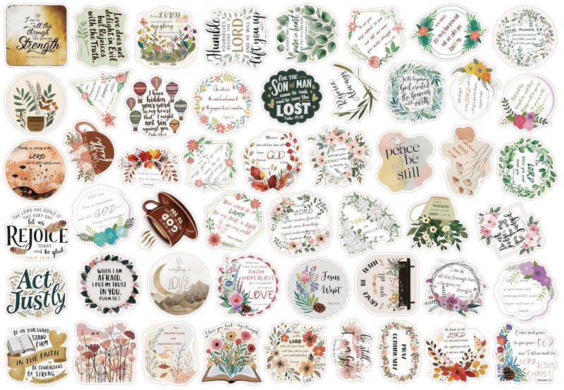 Hyttrolly 50Pcs Bible Verse Stickers, Inspirational Jesus Sticker, Waterproof, Fade-Resistant, Christian Stickers for Women, Water Bottles, Journaling, Kids, Men - Image 2