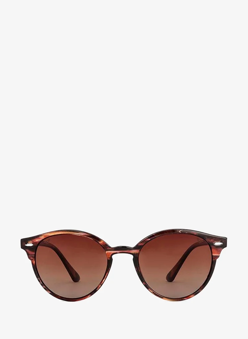 VINCENT CHASE Vincent Chase By Lenskart | Mirage Full Rim Round | Polarized and 100 % UV Protected Sunglasses | Men and Women | Large | Brown | VC S12585